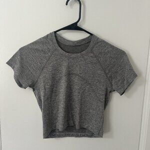 Lululemon Swiftly Tech Cropped Short Sleeve Slate/White